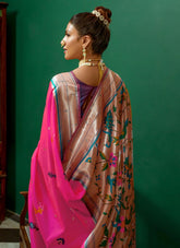 Beautiful Designer Heavy Woven Zari Designer Rani Paithani Silk Saree